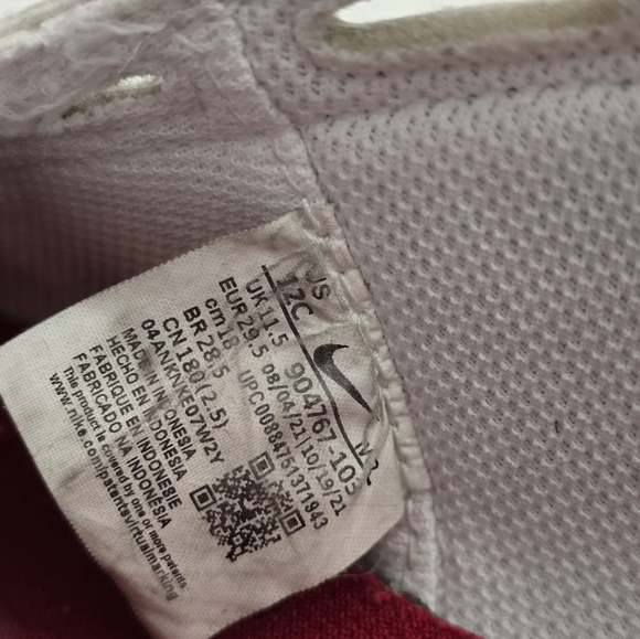 Size 12c - Nike Classic Cortez Leather White Red - Picture 3 of 12